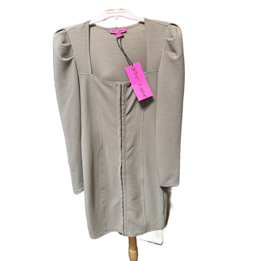 BETSEY JOHNSON Ribbed Dress Size M Beige Long Sleeve - Picture 4 of 8